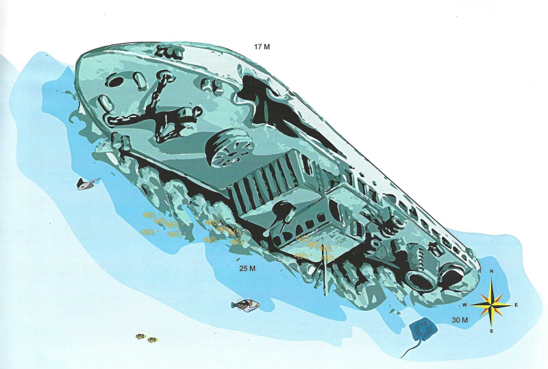 El Mina (Harbour Wreck) Dive Site Map