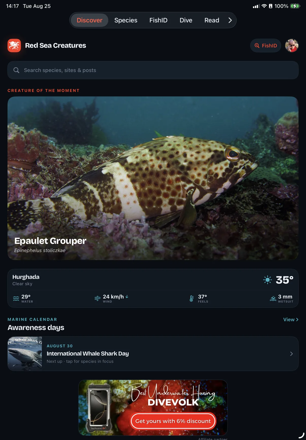 Red Sea Creatures on iPad - home screen