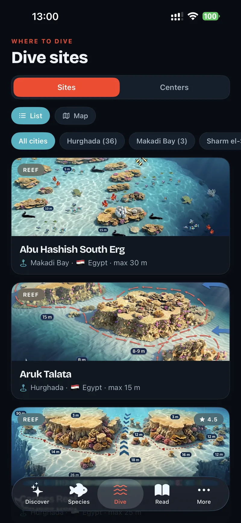 Dive sites