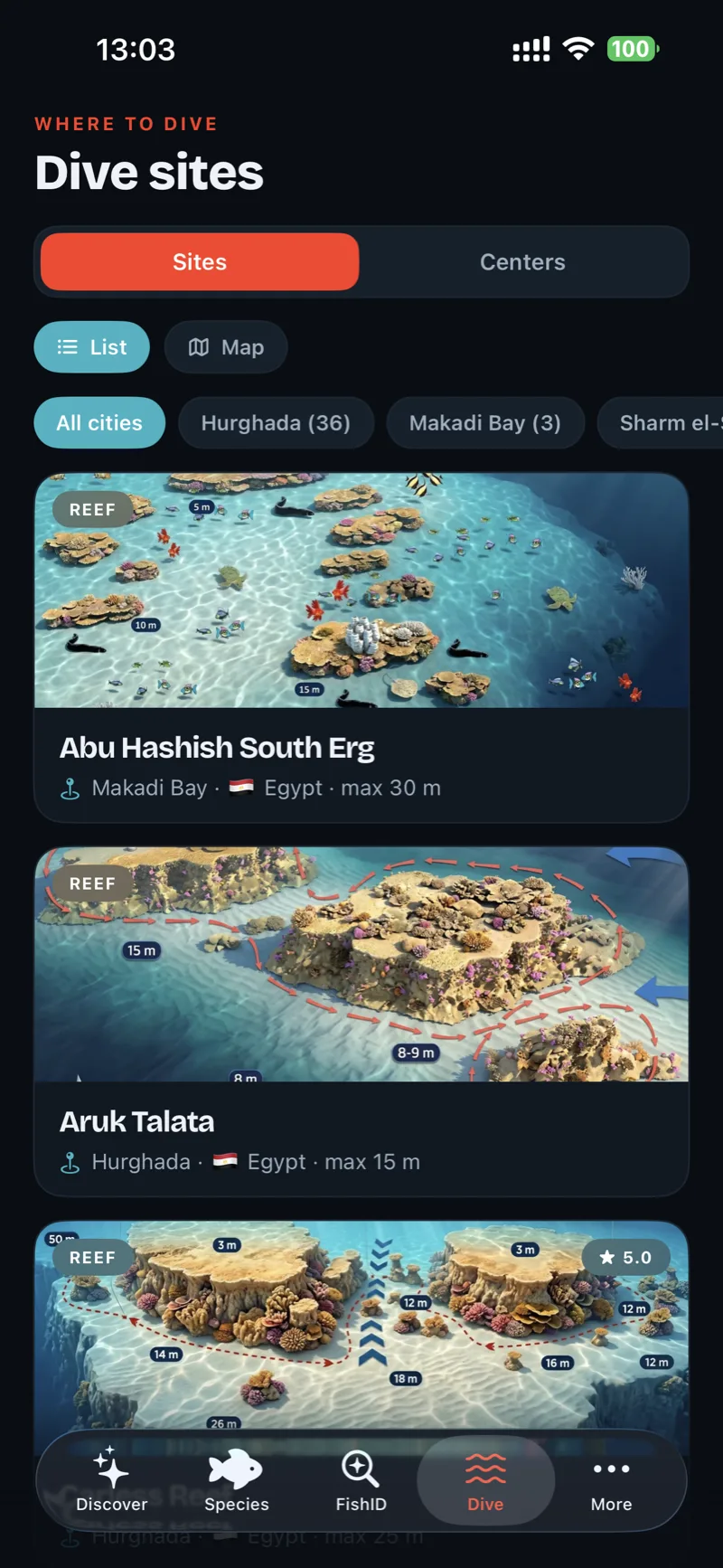 Dive sites
