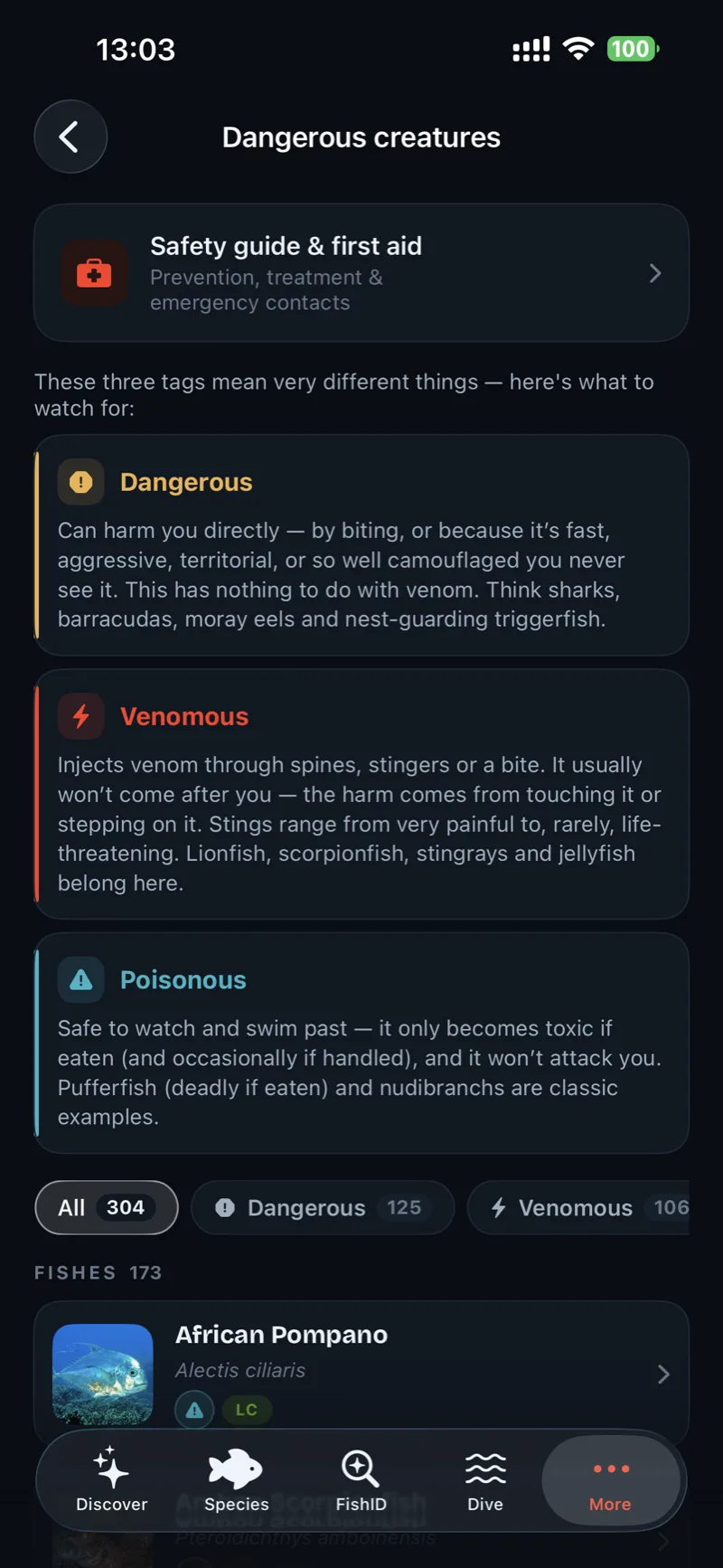 Dangerous marine life